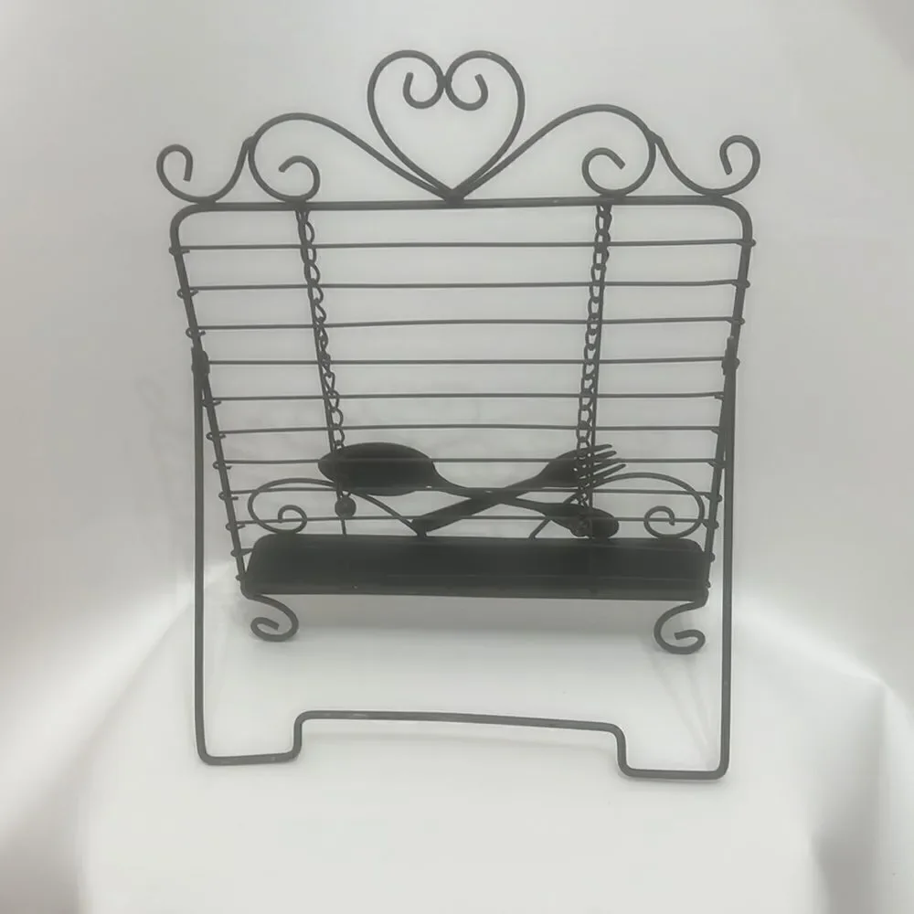Metal Fork Spoon Wall Kitchen Cook Book Holder Ball And Chain Page Dividers